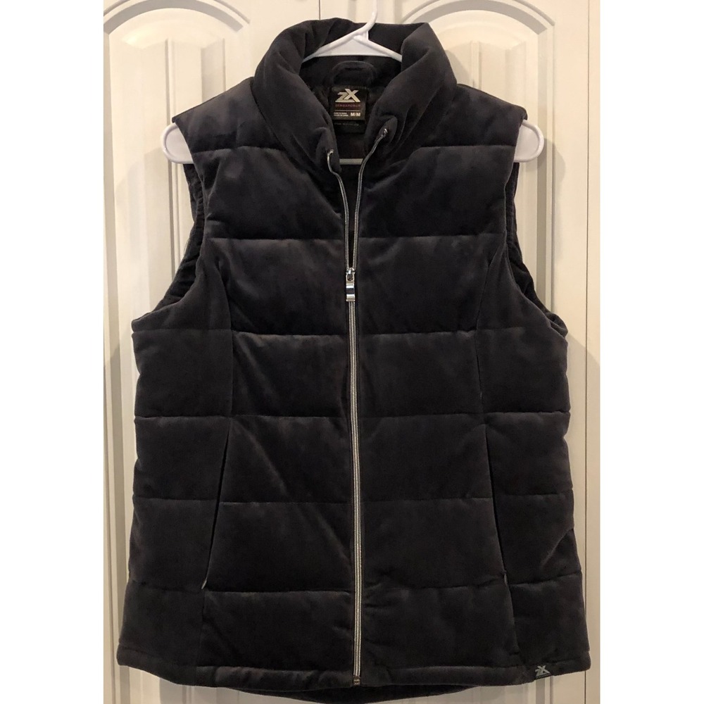 ZeroXposur Women's M Black Nightfall Quilted Velour Puffer Vest Full Zip